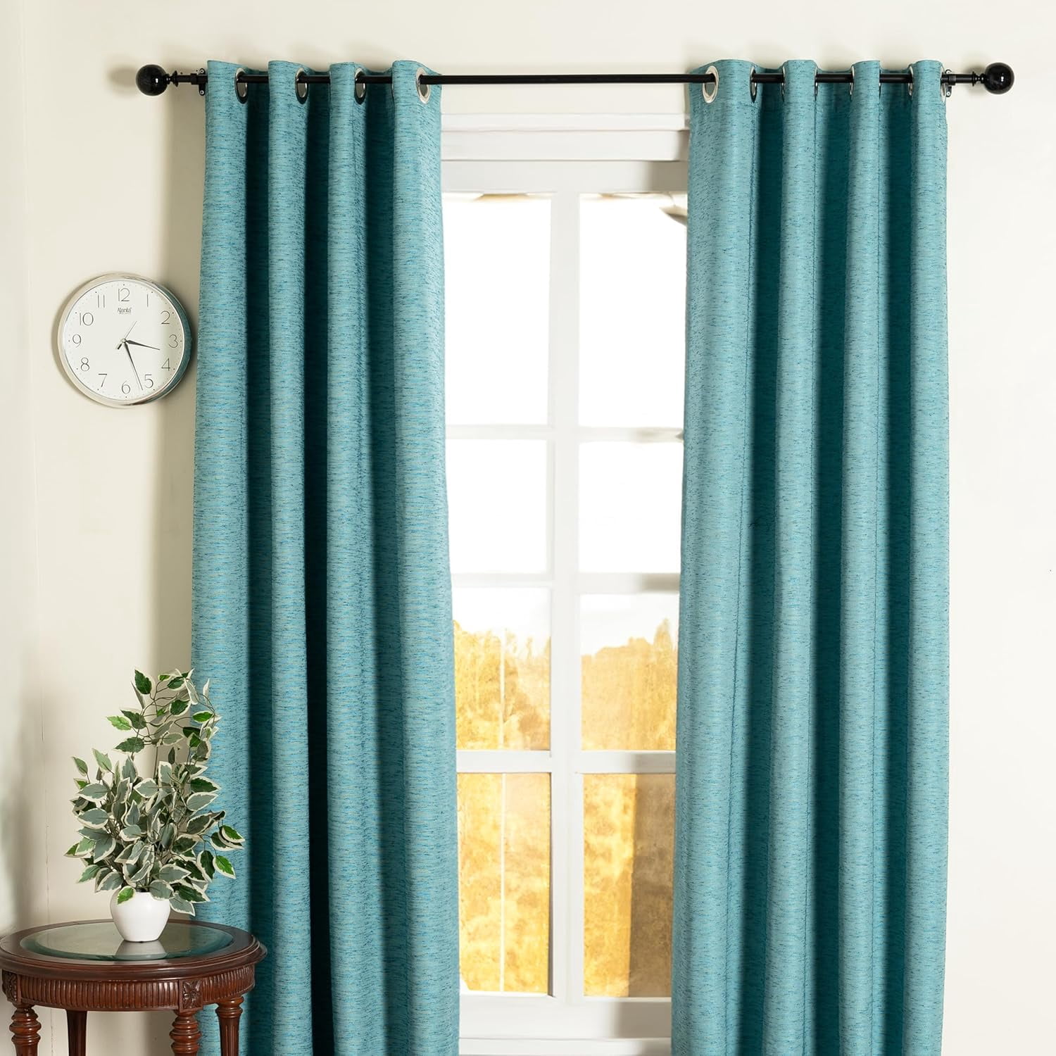 Deco Window Adjustable Curtain Rod for Windows 18 to 44 Inch (Pack of 1) Extendable Curtain Rod with Marble Ball Finial (Black)