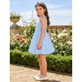 thumbnail image 5 of IBTOM CASTLE Girls' Bow Spaghetti Strap Dress - Adjustable A-Line Bubble Hem Party Dress for Summer Birthday Party School Blue, 5 of 7