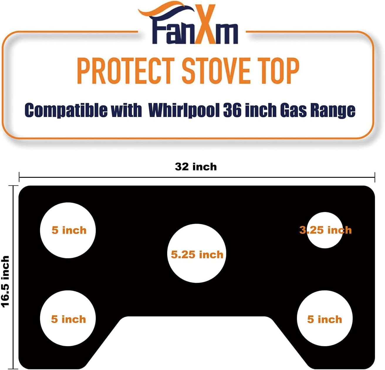 FanXm Whirlpool 36 in Gas Stove Protector