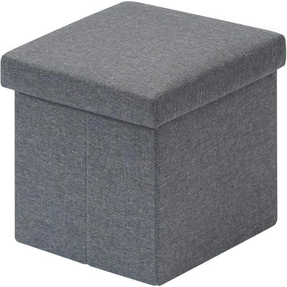 wqlpp-Storage Ottoman Cube, Linen Small Coffee Table, Foot Rest Seat, Folding Ottomans Grey 11.8"x11.8"x11.8"