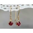 thumbnail image 3 of 2.20Ct Round Lab Created Red Garnet Dangle Engagement Earrings 14k Yellow Gold Plated Sterling Silver, 3 of 4