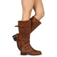 thumbnail image 6 of Women's Leatherette Buckled Round Toe Knee High Low Stacked Heel Boot 19837, 6 of 6
