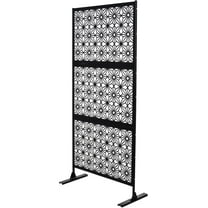 Wind Blocker for Outside Patio,Freestanding Outdoor Divider Decorative Privacy Fence Screen,Metal Outdoor Privacy Screen,Fence Panels for Balcony Patio,74‘’H×35‘’W(Black-Square)