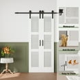 thumbnail image 6 of 36'' x 84'' 3-Piece Double Sliding Frosted Glass Barn Door Solid Manufactured Wood French Closet Door with Installation Hardware Kit, 6 of 8