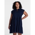 thumbnail image 2 of Time and Tru Women's Eyelet Embroidery Cotton Mini Dress with Flutter Sleeves, Sizes XS-XXXL, 2 of 6