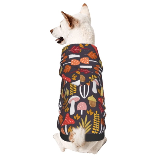 Balery Mushrooms And Leaves Sudadera con Capucha para Perros Pequeños – Ropa para Mascotas, Disfraz para Perros y Gatos, Ideal para Fiestas y Cosplay-XX-Large