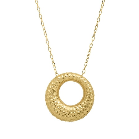 Simply Gold Puffed Open Circle Pendant Necklace in 14kt Gold