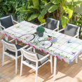 thumbnail image 2 of Spring Table Cloths for 8 Foot Rectangle Tables, Bicycles Botanical Leaves Rose Colorful Stripes Patio Waterproof Elastic Fitted Tablecloths, Washable Rectangular Table Cover for Camping, 2 of 8