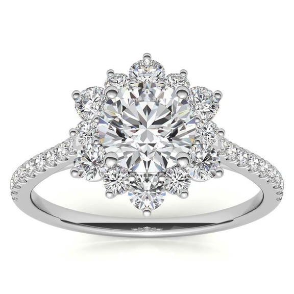 Auory 1.71 carat Moissanite Ring Shinning Flower Shape Engagement Rings White Gold Plated Silver Wedding Jewelry for Women