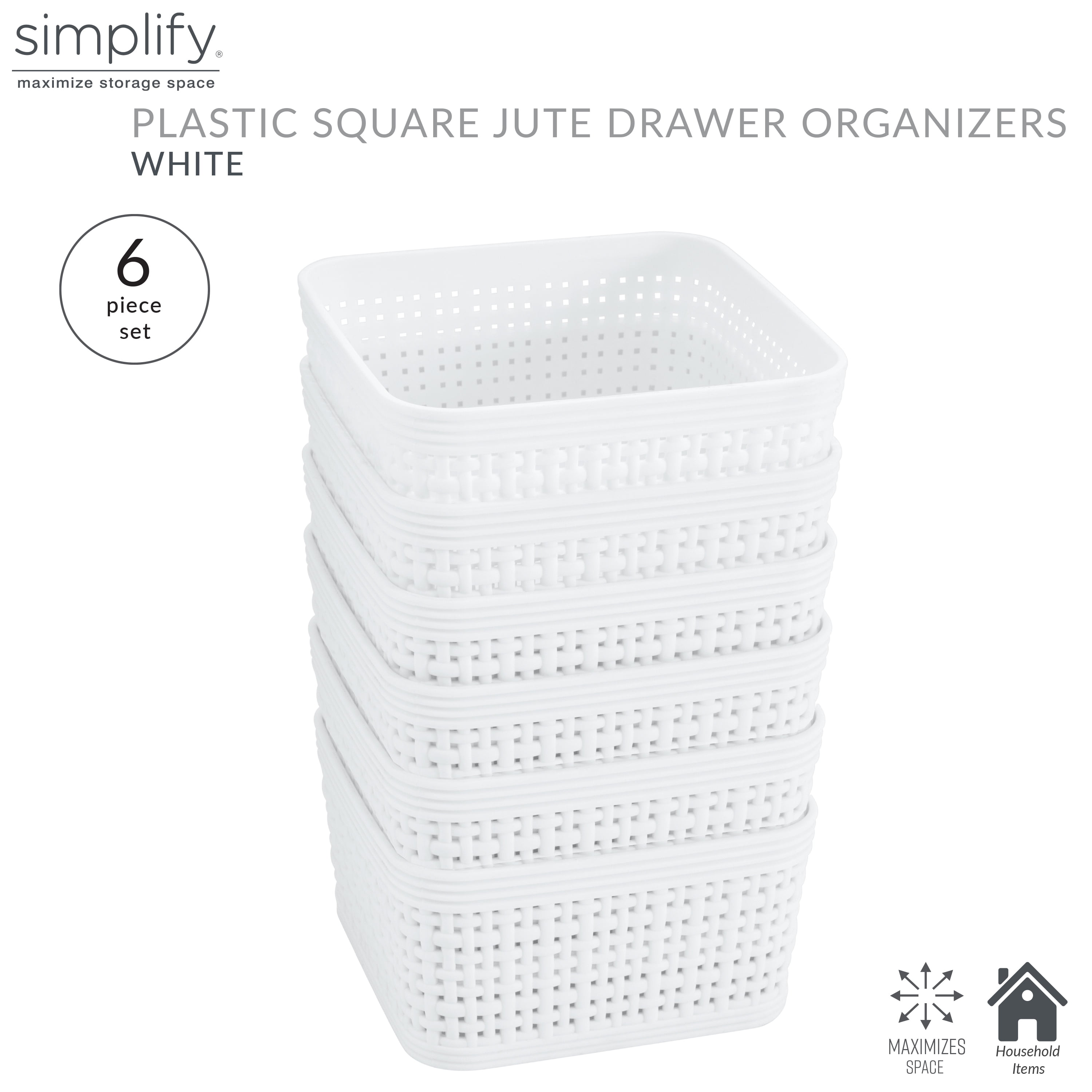 Set of 6 Plastic Storage Baskets for Organizing Storage Container Bins –  RJP Unlimited