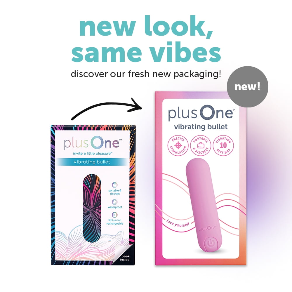 plusOne Vibrating Bullet Soft Touch Massager, Pink, 10 Vibration Settings, Waterproof