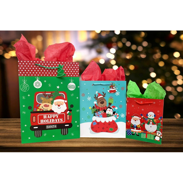 Fun Express Bright Christmas Gift Bag Assortment - 14.5 Inches