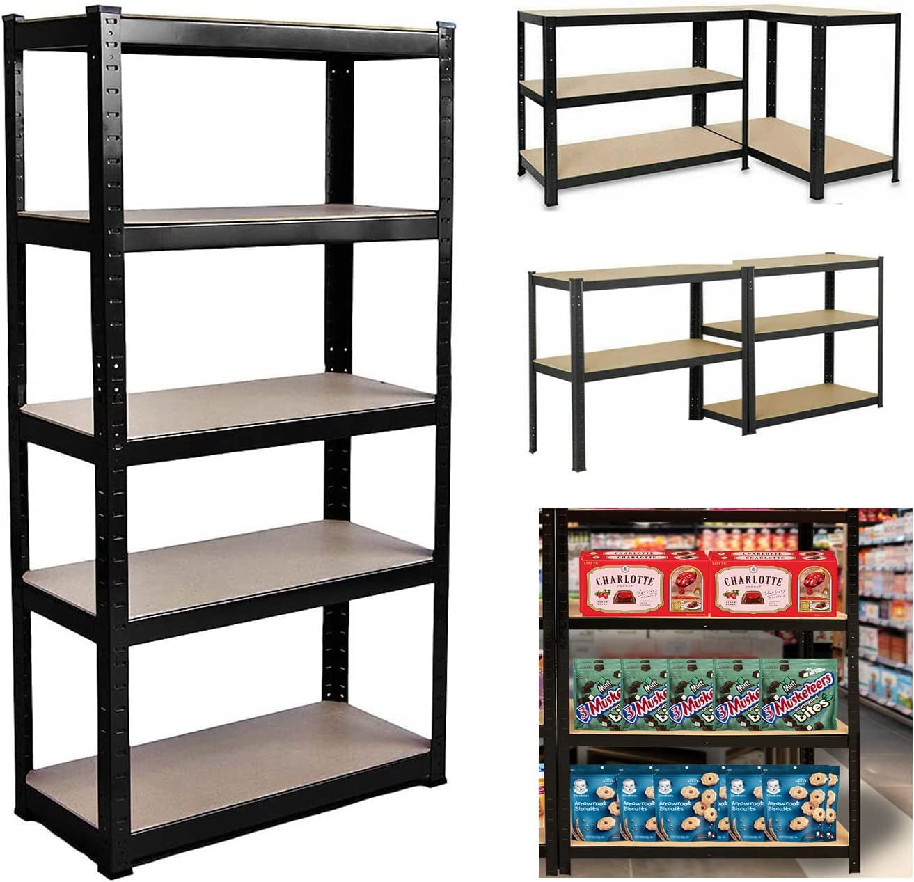 Garage Shelving Units, 5 Tier Metal Shelves for Storage, Storage Shelves Kitchen Shelves Adjustable Metal Shelving Unit Utility Rack Shelves, Heavy Duty 875KG Capacity Pantry Shelves, 35" x 16" x 71"