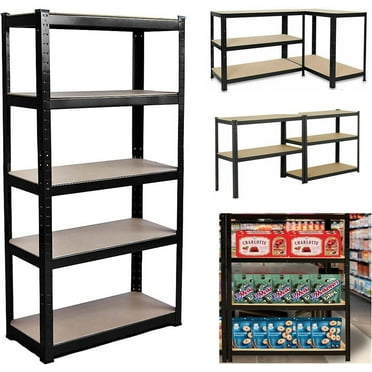 Garage Shelving Units, 5 Tier Metal Shelves for Storage, Storage Shelves Kitchen Shelves Adjustable Metal Shelving Unit Utility Rack Shelves, Heavy Duty 875KG Capacity Pantry Shelves, 35" x 16" x 71"