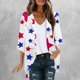 thumbnail image 1 of Cárdigan de mujer Cárdigan con estampado del Día de la Independencia Primavera y verano Abrigo estampado de manga larga para mujer, 1 of 5