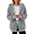thumbnail image 4 of ITSAME Womens Plus Size Fleece Hooded Jacket Zip Up Textured Fall Winter Casual Coat with Pockets Gray Size 5XL, 4 of 8