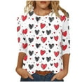 thumbnail image 2 of Gamivast Womens Tops Womens Valentines Day Tops Plus Size 3/4 Sleeve Love Heart Print Blouses Funny Holiday Crew Neck Tunic Tee Valentine Outfits 2026, 2 of 5