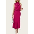 thumbnail image 4 of FreshPretty Womens Sleeveless Cocktail Dresses Mock Neck Keyhole Elastic High Waist Evening Party Maxi Wedding Guest Dress, 4 of 7