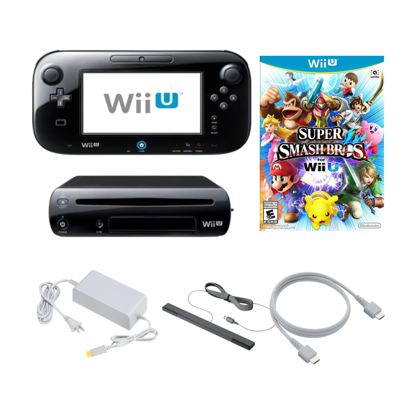 Nintendo Wii U Console 32GB Black with GamePad & Super Smash Bros. Game (Refurbished)