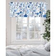 thumbnail image 5 of Spring Floral Valances for Windows, Watercolor Blue Flower Rod Pocket Kitchen Window Curtain Valance, Blue Leaves Botanical Window Treatment Valance Curtains for Kitchen Living Room Bathroom, 54"x18", 5 of 6