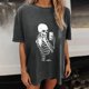 thumbnail image 4 of Blusa de manga corta con diseño de calavera y esqueleto de manga caída vintage para mujer Pompotops  hfajkhk128190, 4 of 9