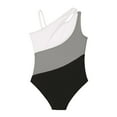 thumbnail image 4 of YUUMIN Girls Color Patchwork Swimsuit Kids One Piece Sleeveless Swimwear Beach Pool Bathing Suit Grey 8, 4 of 7