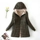 thumbnail image 3 of Chaqueta de algodón de corte ajustado con capucha de longitud media a larga con forro polar para mayor calidez, parte superior de forro polar de cordero para prendas de abrigo de mujer, 3 of 5