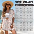 thumbnail image 7 of FKEKYI Pink Flower Leaf Print 2 Piece Short Set for Women Summer Shirt Top & Shorts with Elastic Waist Soft Casual Loungewear Resort Wear Ladies Vacation Outfits, L, 7 of 7