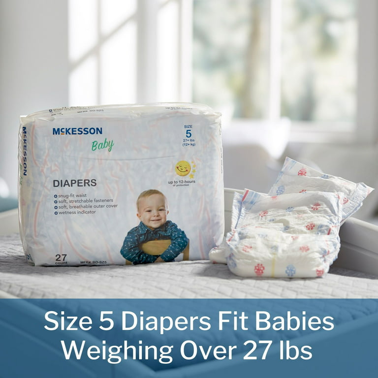 McKesson Baby Baby Diaper Size 5, Over 27 lbs. BD-SZ5, 108 Ct