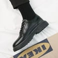 thumbnail image 2 of Zapatos de cuero para hombre, transpirables, estilo británico, ropa formal de negocios, botas Martin de caña baja a la moda, suela gruesa, zapatos casuales de cuero para hombre, 2 of 5
