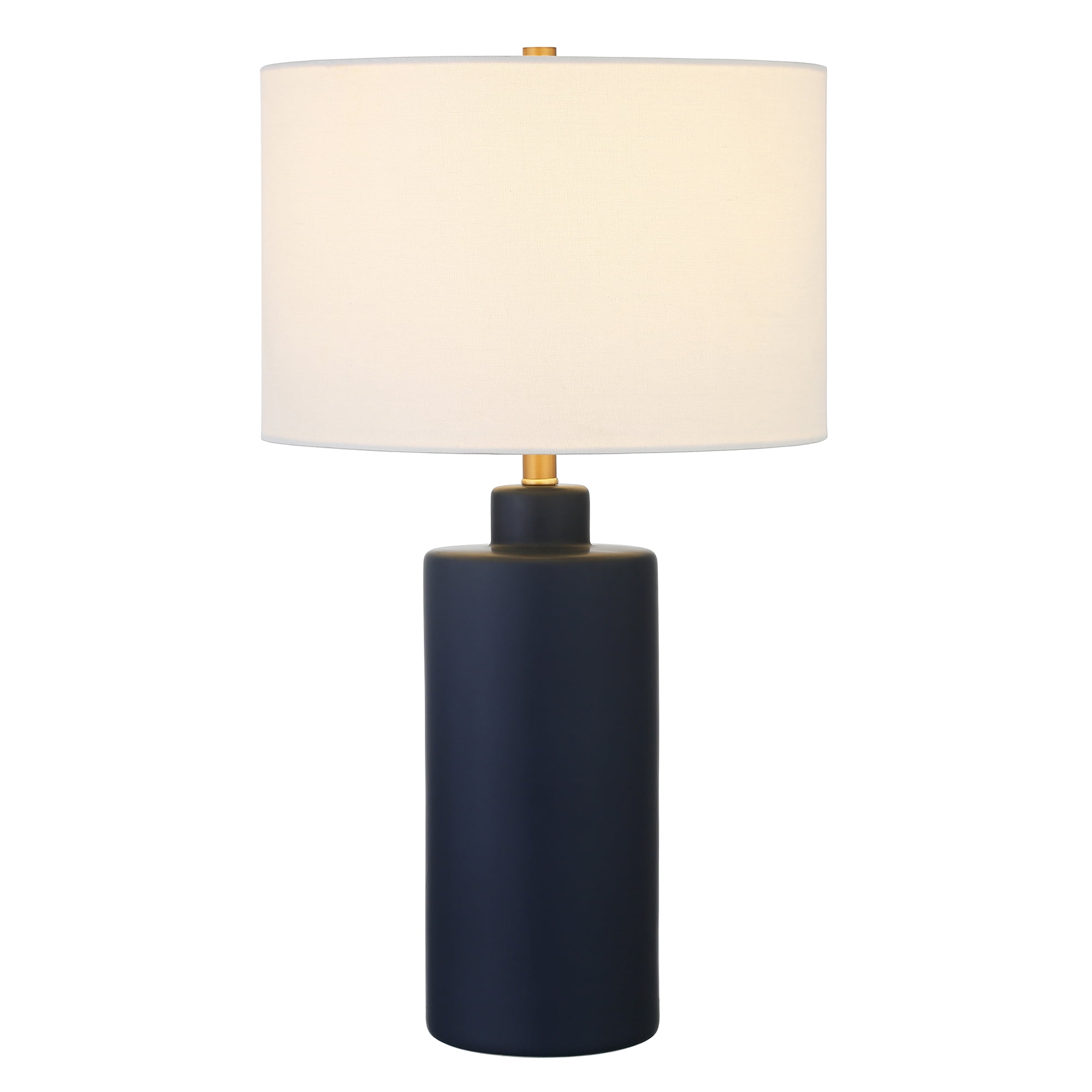 Evelyn&Zoe 25" Contemporary Ceramic Table Lamp with White Drum Linen Shade