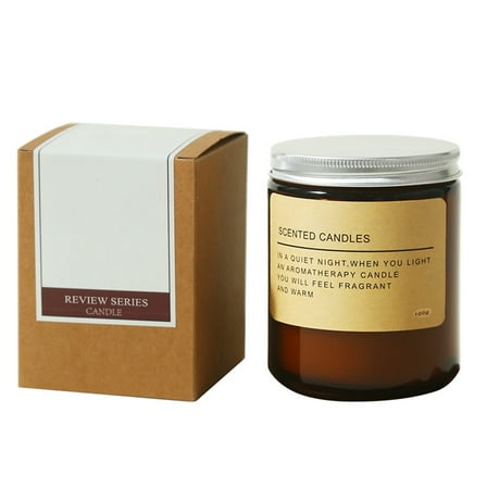 Aromatherapy Soy Wax Candle | 300g Strong Scented Candle for Home | Lemon & Sandalwood Fragrance | 3.54x2.87 in Brown Jar | Gift for Men & Women