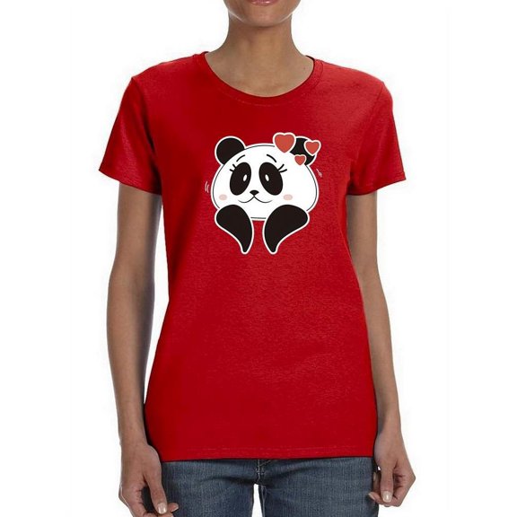 A Cute Panda In Love Shaped T-Shirt Women -Image by Shutterstock, Female Small