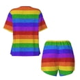 thumbnail image 5 of Kdxio Colorful Glitter Rainbow Print Pajamas Sets for Women Short-Sleeved Pjs with Lounge Shorts Two Piece Sleepwear S-4XL, 5 of 9