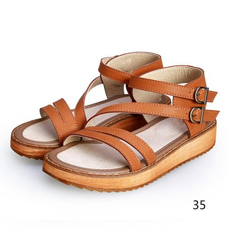 

Women Flat Sandals Thick Sole Open Toe Soft Breathable Casual Sandals for Summer 35