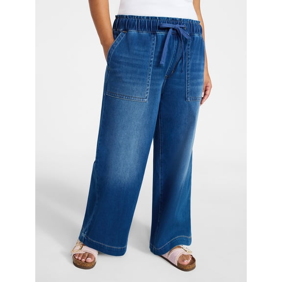 Terra & Sky Women's Plus Size High Rise Knit Denim Pants, 27" Inseam, Sizes 0X-4X