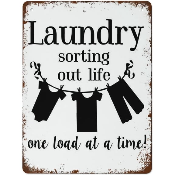 Laundry Poster Wall Art for Laundry Room Home Decor Funny Vintage Metal Tin Sign For Bedroom Living Room Kitchen Yard Garden Wall Decor Gift 8 x 12 Inch