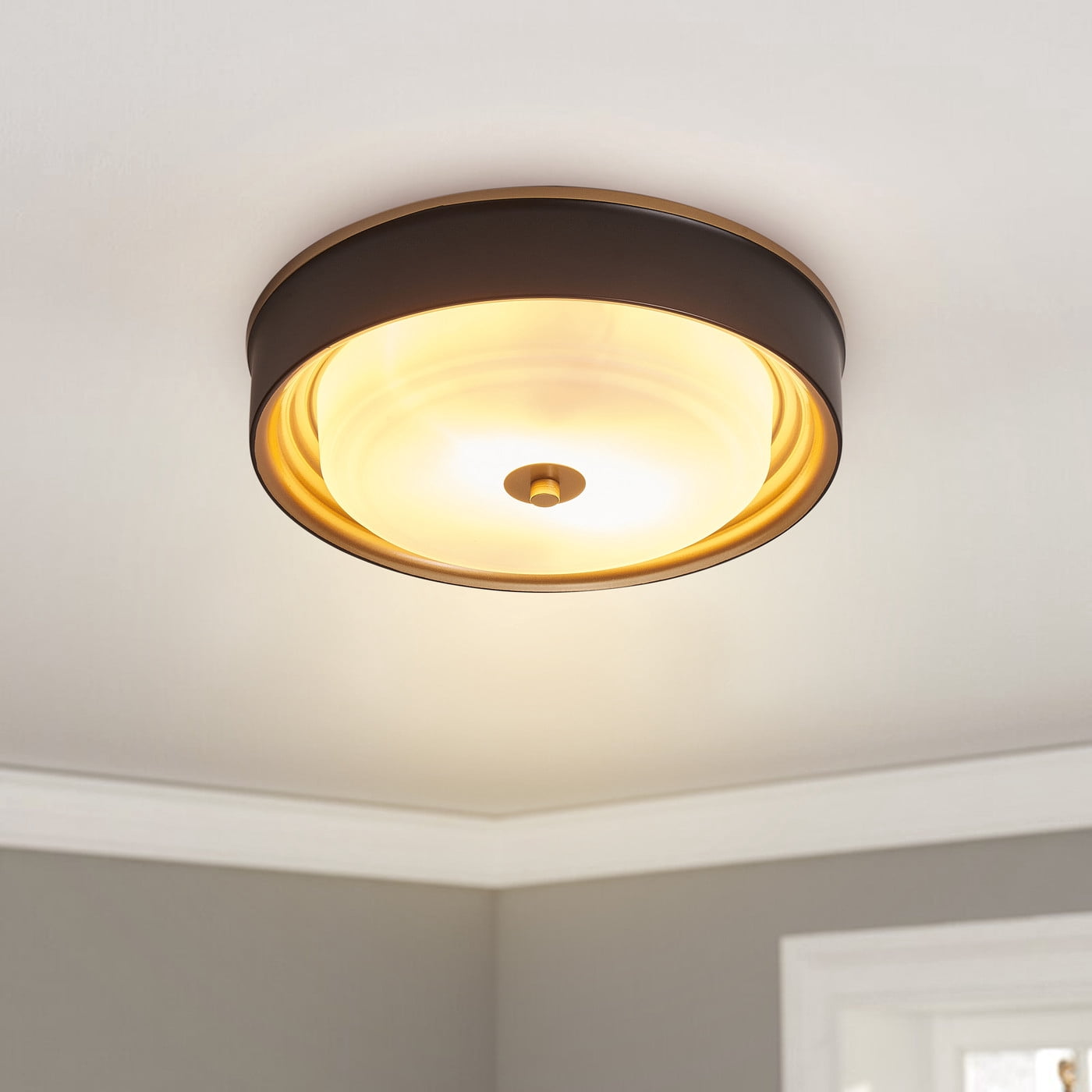 Aiwen 2 Light Modern Round Shade Flush Mount Ceiling Lamp Home Decor Light Fixture
