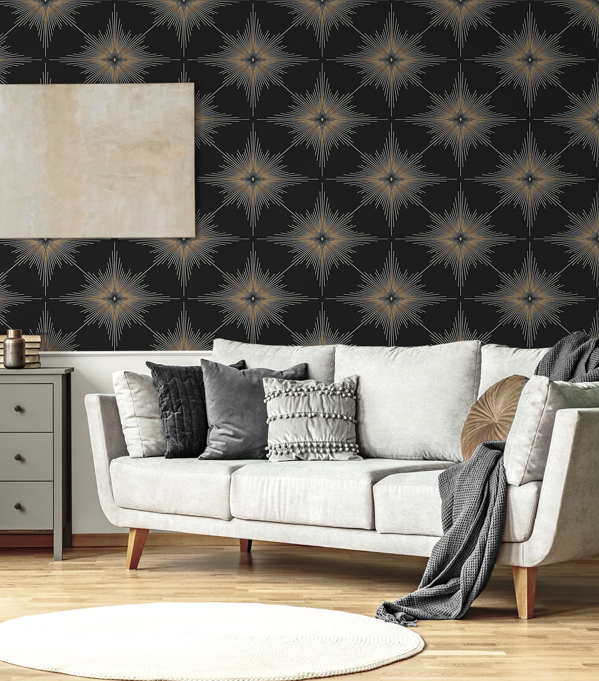 NextWall Ebony Stellar Geo Peel and Stick Wallpaper