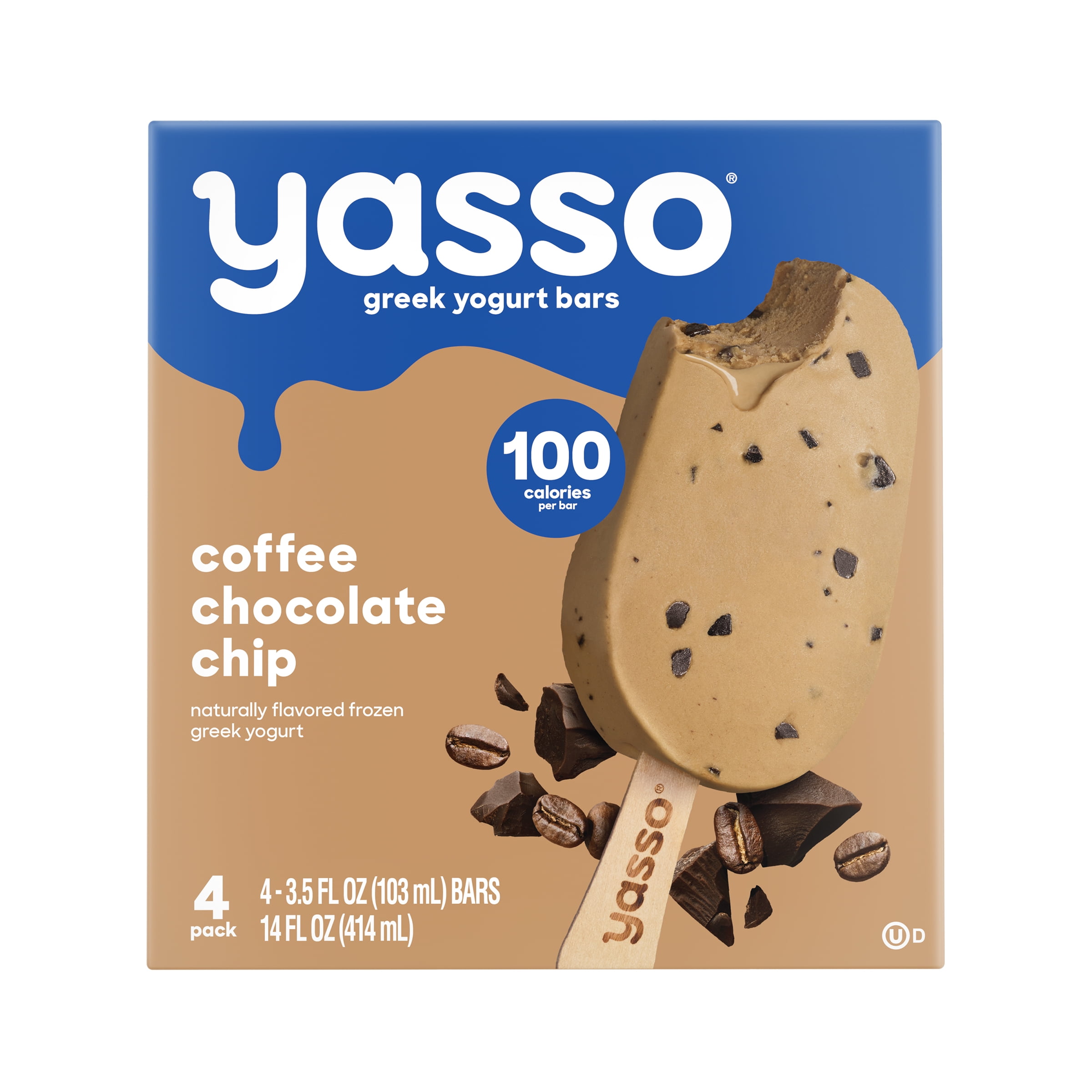 Yasso Coffee Chocolate Chip Greek Yogurt Bars, 3.5 fl oz, 4 count