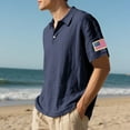 thumbnail image 4 of Krdevn Men's Summer Trend Linen Short Sleeve Shirt Embroidered Flag Shirt,3XL, 4 of 8