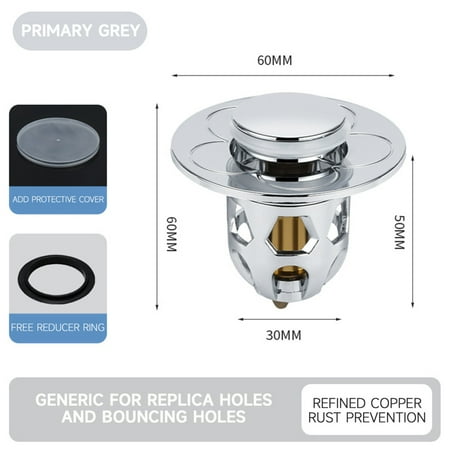 

Universal Bathroom Sink Stopper Stainless Steel Sink Hair Catcher for Vessel Sink Lavatory Vanity Gray