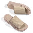 thumbnail image 2 of Bocca women Knit Platform Sandals Tan Open Toe 1.8 inch Slide Sandals 6M, 2 of 7