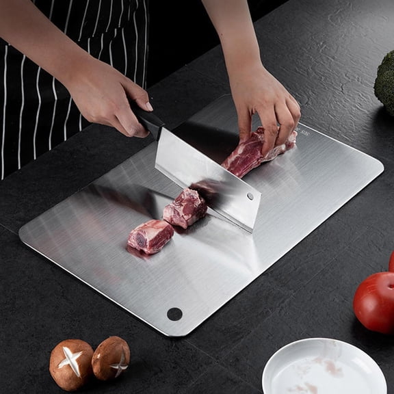 Food Grade Stainless Steel Cutting Board 5.94 x 9.4 Inch - Durable Kitchen Board for Meat Prep, Fruits Vegetables, Easy to Clean Indoor Outdoor Use