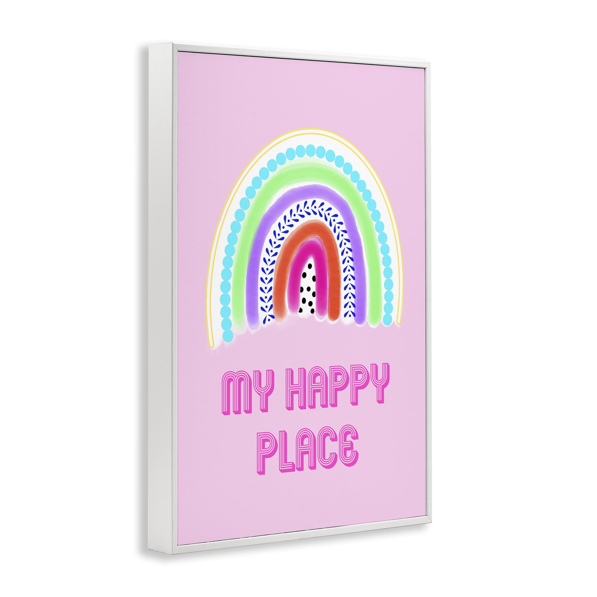 Stupell Industries Happy Place Dotted Rainbow White Framed Giclee Art, design by Pooja Dave