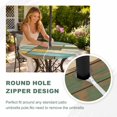 thumbnail image 4 of Round Outdoor Tablecloth with Umbrella Hole and Zipper, Brown Blue Vintage Tablecloth with Elastic Waterproof, Retro Farmhouse Elegant Pastoral Patio Table Covers for 31" - 35" Picnic Pool Tables, 4 of 9