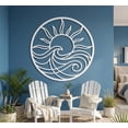thumbnail image 3 of Metal Sun Wave Wall Sculpture, Coastal Outdoor Patio Wall Decor, 3 of 5