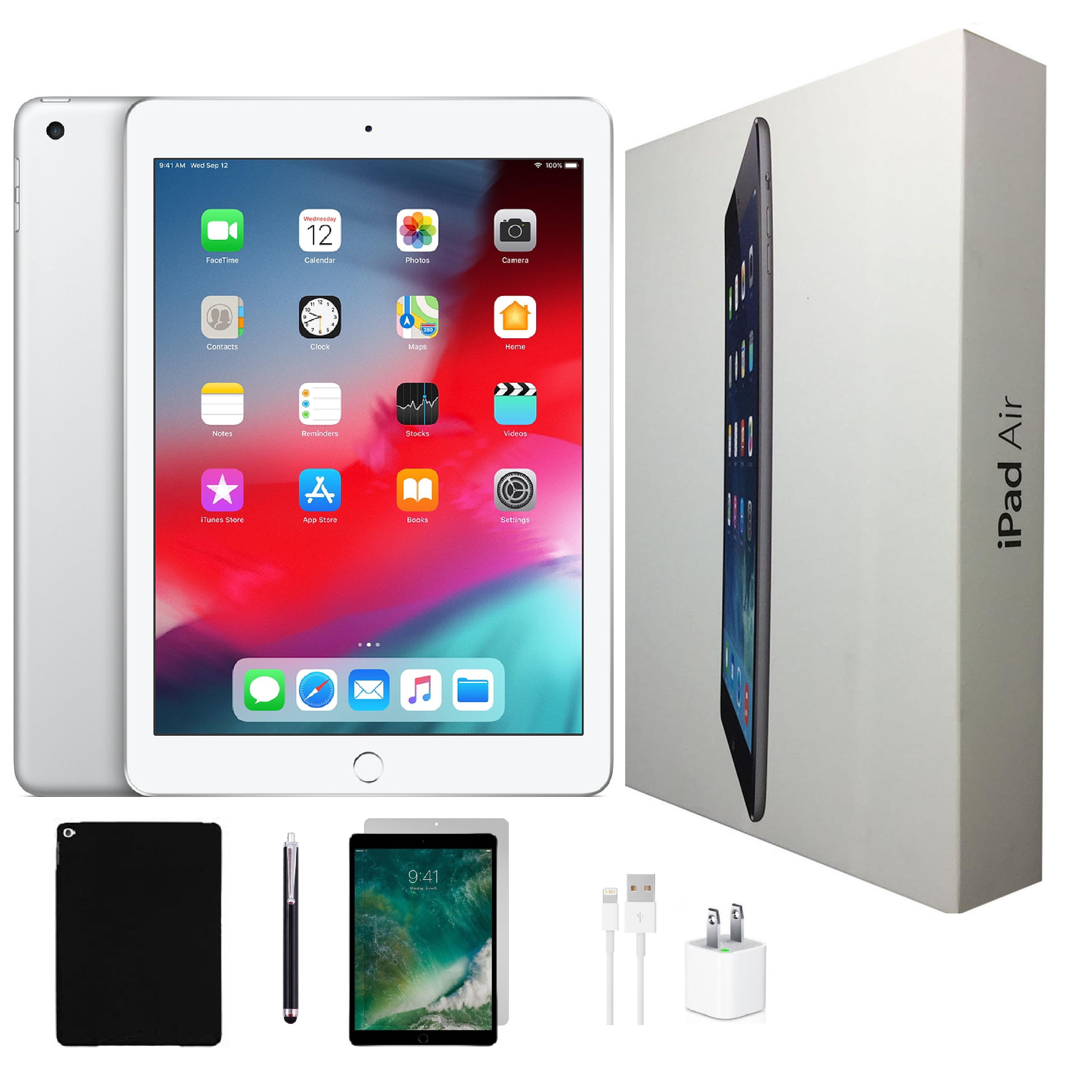 Open Box | Apple iPad Air | 16GB Silver | Wi-Fi Only | Bundle 