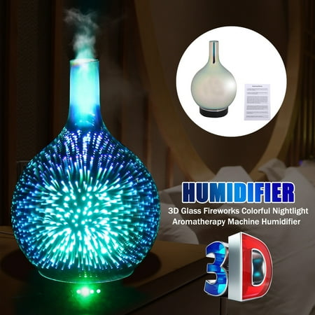 Space Glass Diffuser - 100ML Essential Oil Perfume Diffuser Firework 3D Glass LED Humidifier Timing Mode