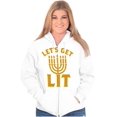 thumbnail image 4 of Hanukkah Menorah Let's Get Lit Zip Up Hoodie Men's Women's Brisco Brands X, 4 of 5